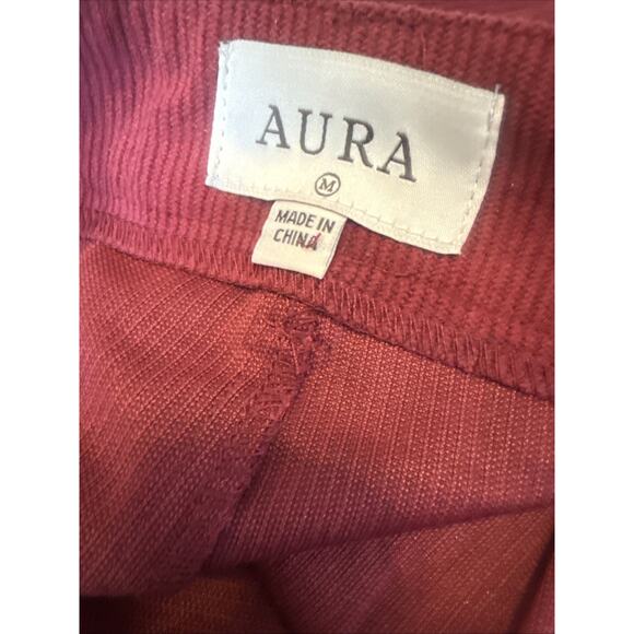 Aura Red Pants Womens Corduroy Flat Front Straight Leg Slash Pockets Size Medium - Picture 9 of 9